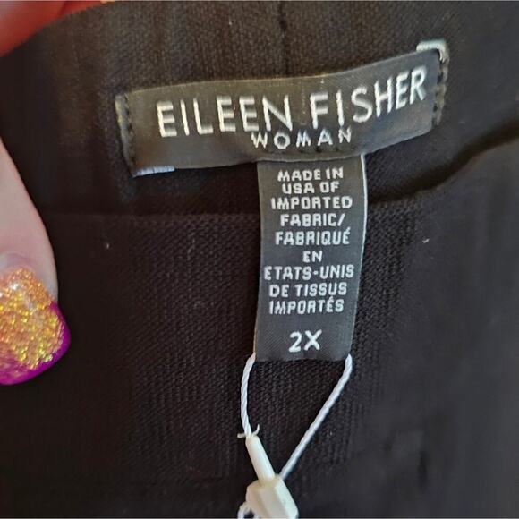 Eileen Fisher Washable Stretch Crepe Black Straight Pant With Yoke Plus Size 2X - Picture 9 of 9